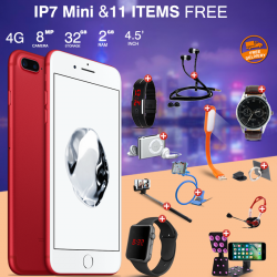 Unlimited 12 In 1 Bundle Offer, Babaosi IP7 Mini Smartphone, Universal Rotating Holder, Portable USB LED Lamp, Zipper Stereo Wired Earphones, Ring Holder, Headphone, Mobile holder, Macra watch, Yazol watch, Selfie stick, Mp3 player, Led band watch